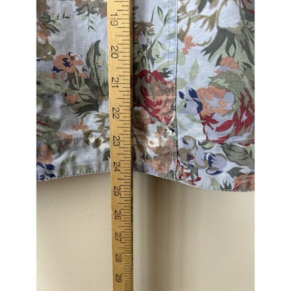 Denim and Co Blue Floral Spring Jacket Button Up  Pockets Pastel Size Large - Picture 5 of 8